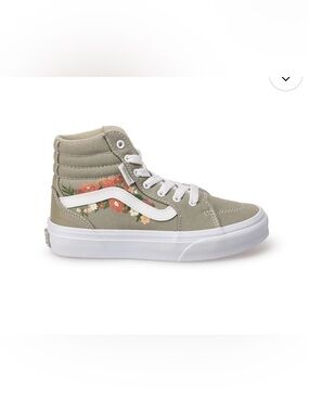 Vans Kids High-Top Sneakers with Floral Print - Olive & White